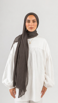 Hijabii Aura Crinkle Hijab in Charcoal Brown