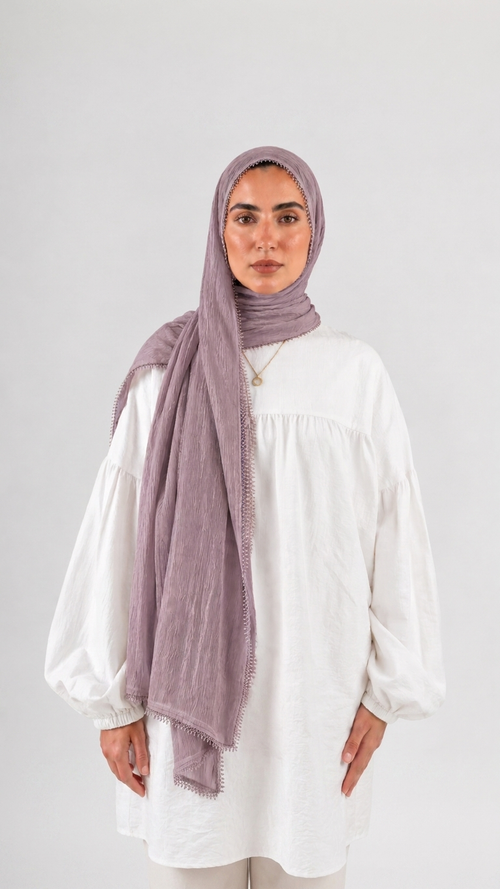 Hijabii Aura Crinkle Hijab in Dusty Mauve