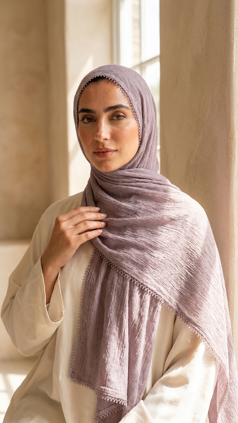 Hijabii Aura Crinkle Hijab in Dusty Mauve – view 2