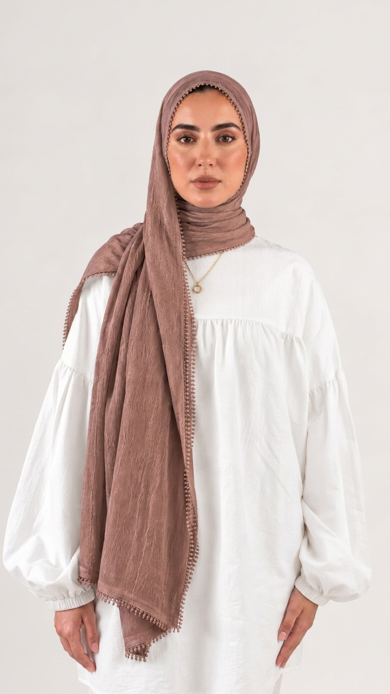 Hijabii Aura Crinkle Hijab in Dusty Rose