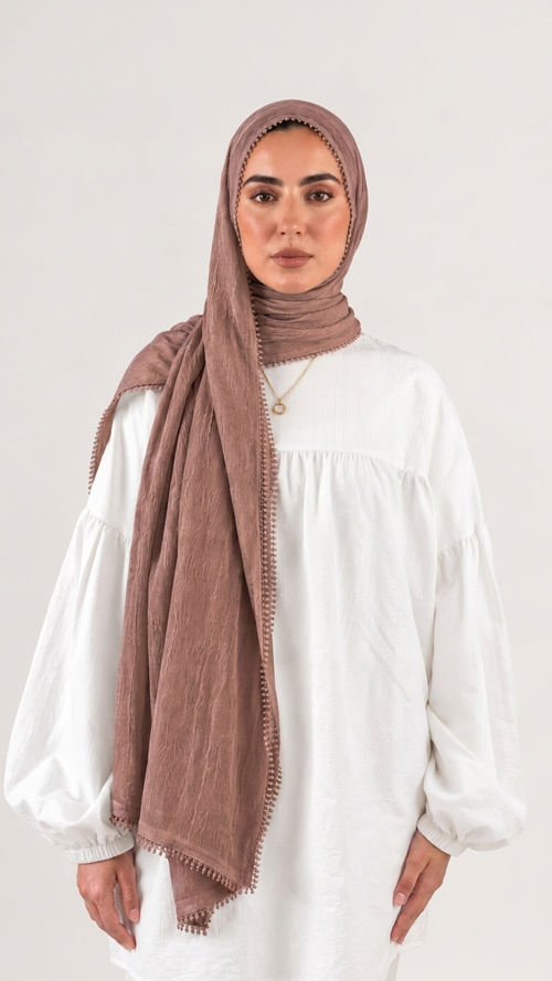 Hijabii Aura Crinkle Hijab in Dusty Rose
