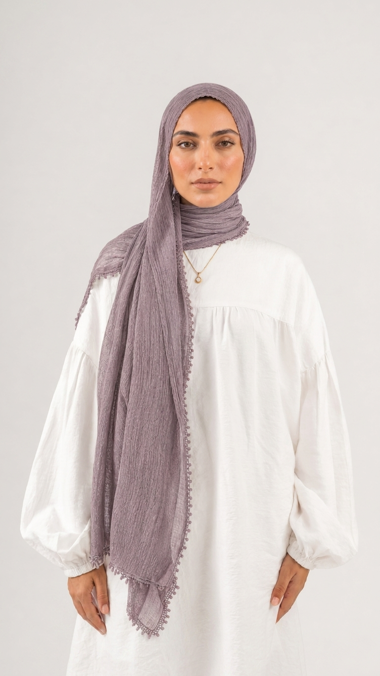 Hijabii Aura Crinkle Hijab in Light Purple – view 2