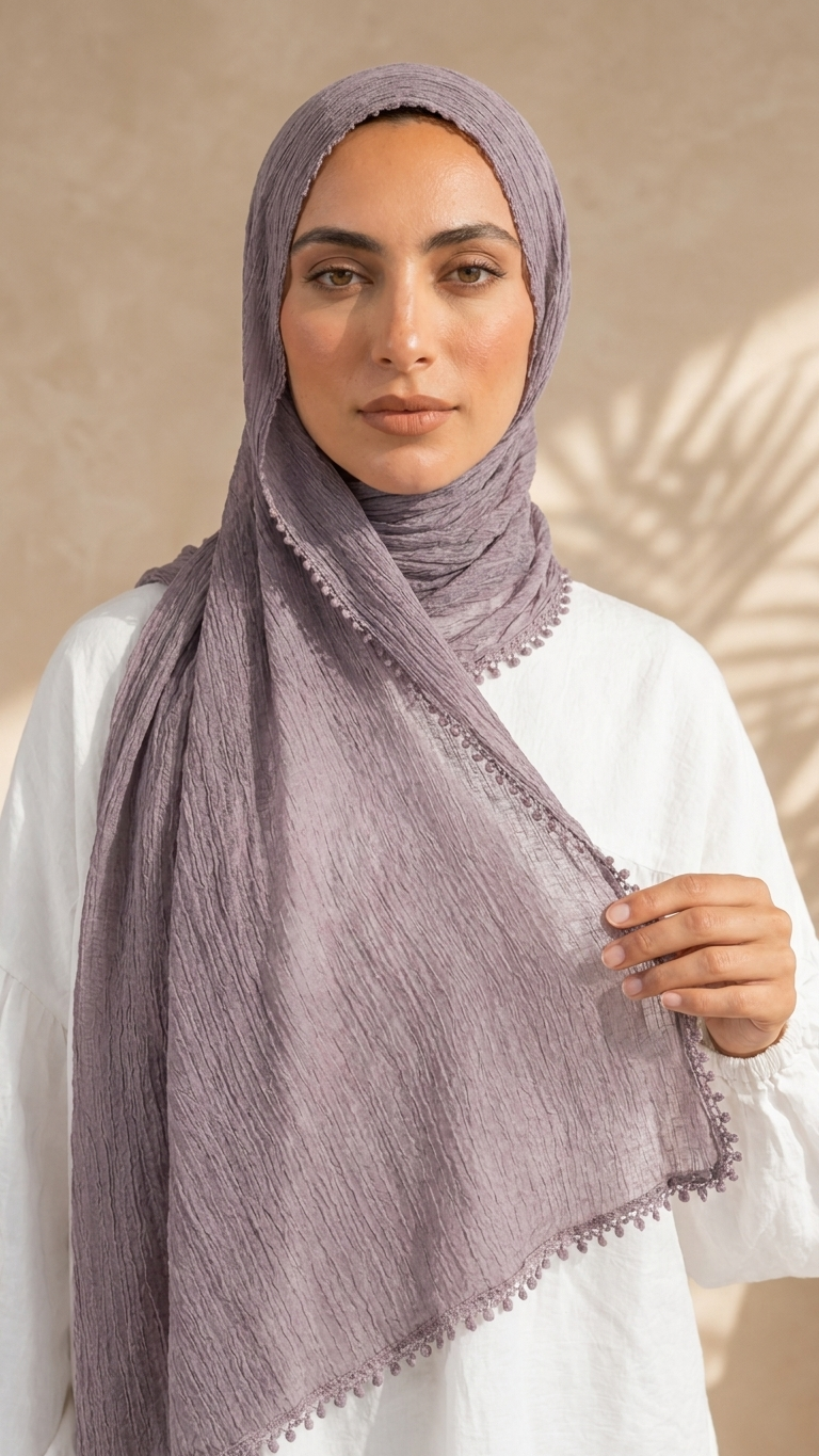 Hijabii Aura Crinkle Hijab in Light Purple – view 3