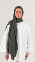 Hijabii Aura Crinkle Hijab in Sage Green – view 2