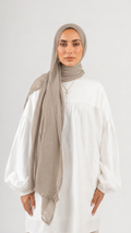 Hijabii Aura Crinkle Hijab in Sand Beige