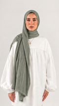 Hijabii Aura Crinkle Hijab in Soft Green