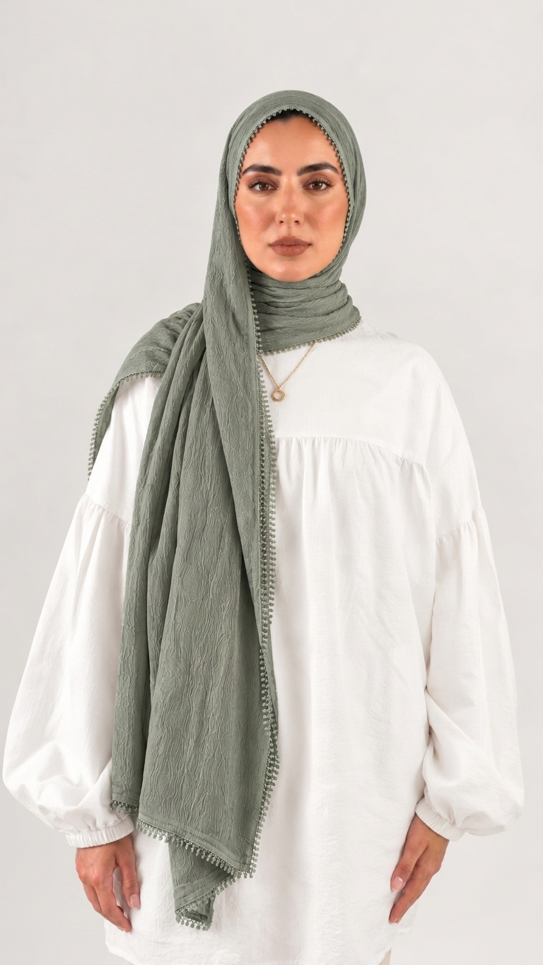 Hijabii Aura Crinkle Hijab in Soft Green