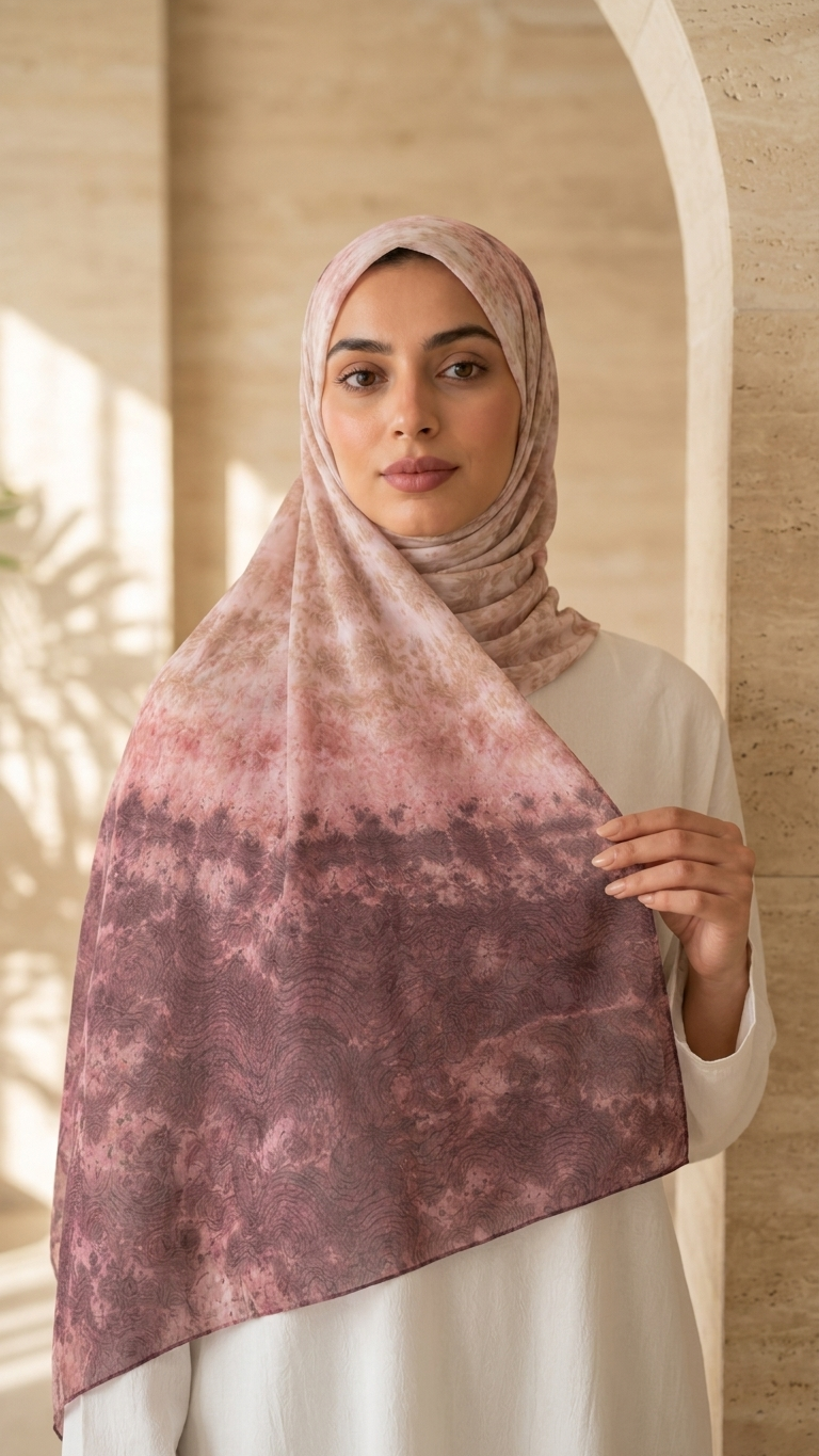 Hijabii Ombre Cotton Hijab S10 Rose Burgundy – view 2