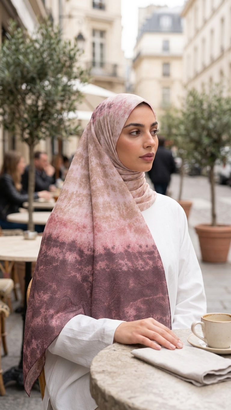 Hijabii Ombre Cotton Hijab S10 Rose Burgundy – view 4