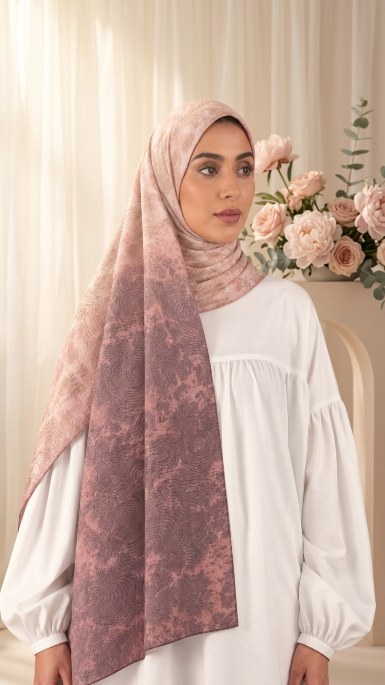 Hijabii Ombre Cotton Hijab S11 Dusty Rose – view 4