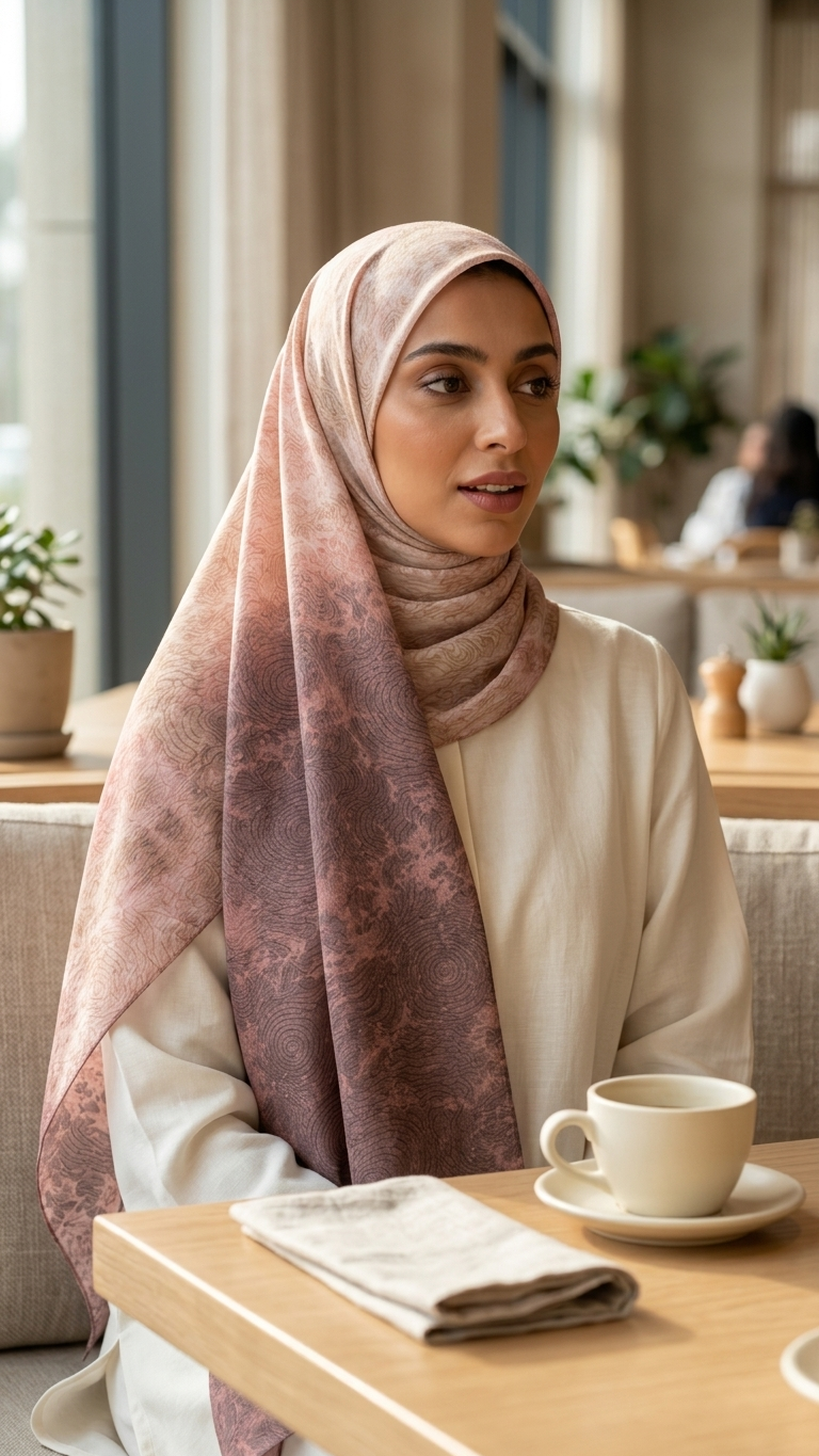 Hijabii Ombre Cotton Hijab S11 Dusty Rose – view 5