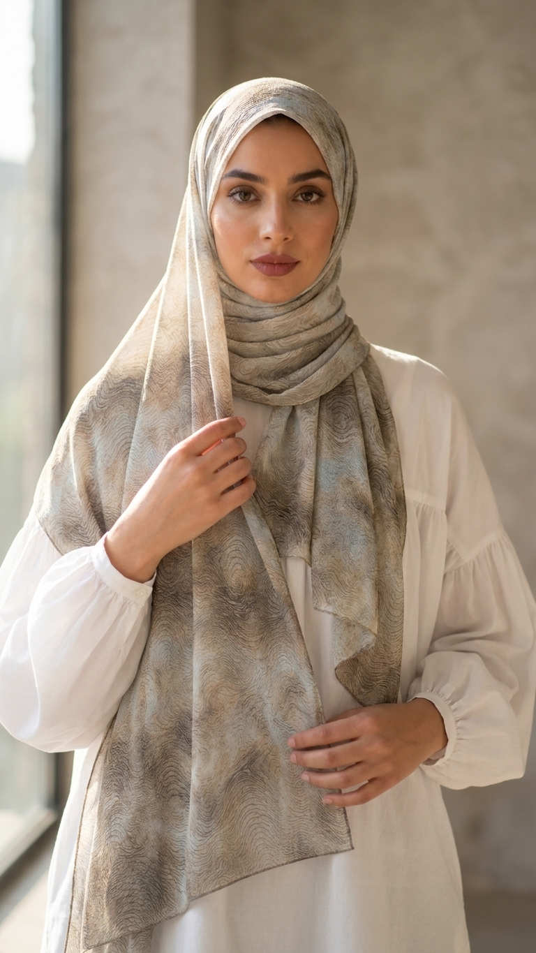 Hijabii Ombre Cotton Hijab S12 Sand Taupe – view 3