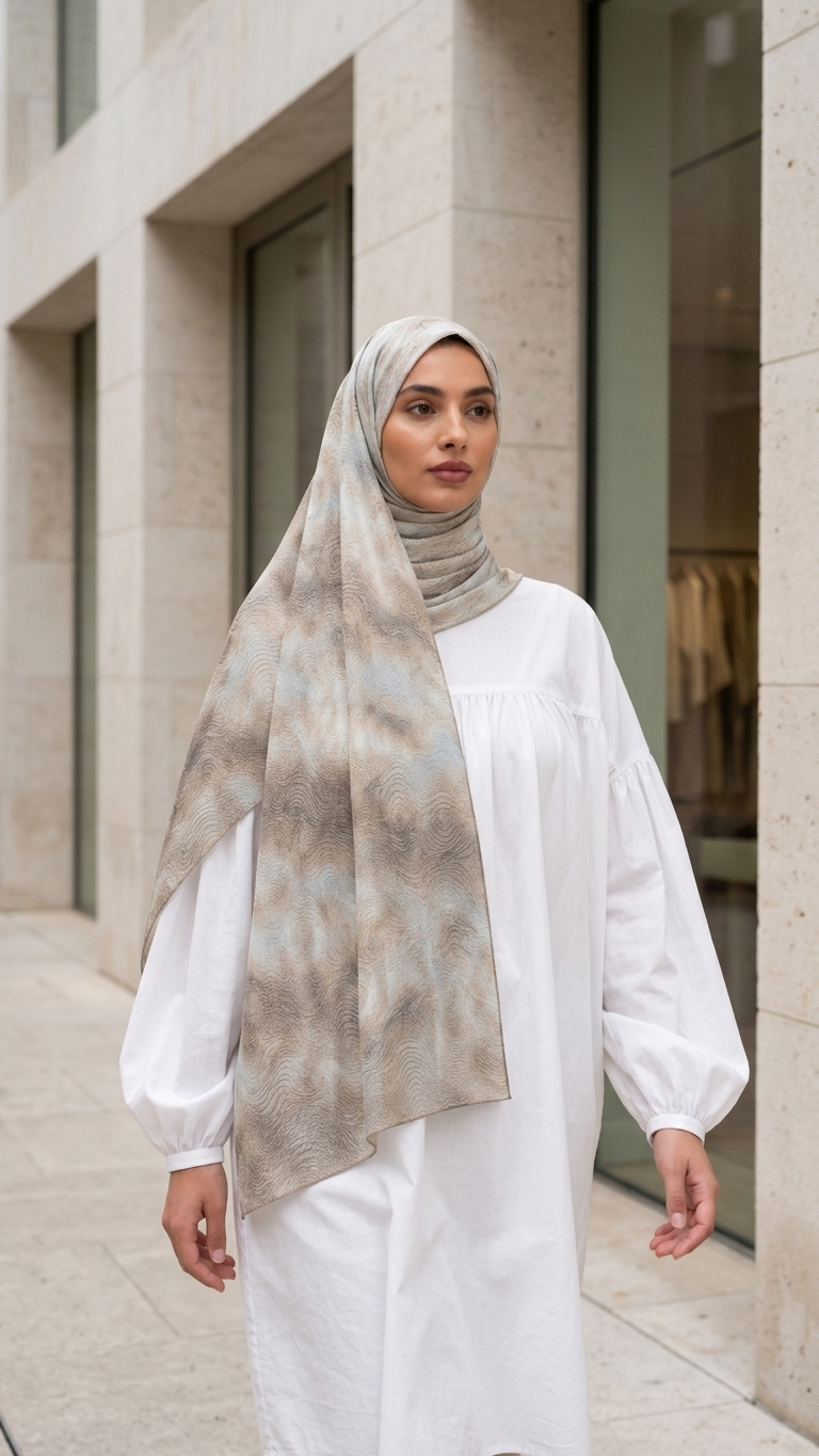 Hijabii Ombre Cotton Hijab S12 Sand Taupe – view 5
