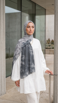 Hijabii Ombre Cotton Hijab S13 Silver Charcoal – view 4