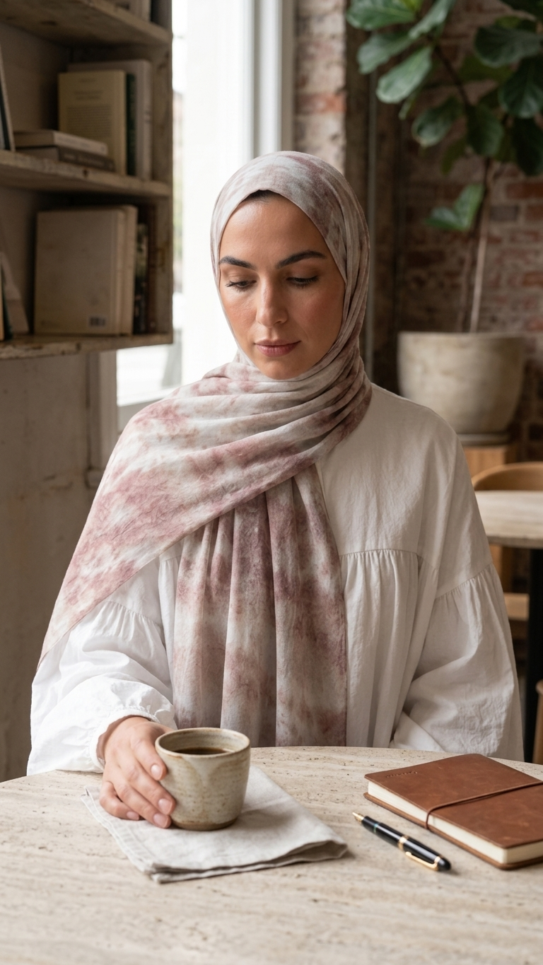 Hijabii Ombre Cotton Hijab S15 Blush Taupe – view 2