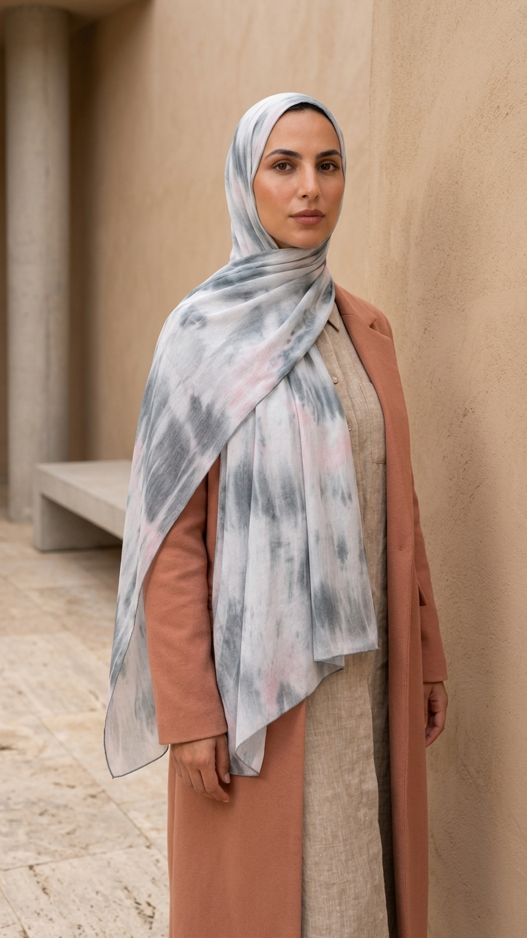 Hijabii Ombre Cotton Hijab S16 Icy Blue Blush – view 2