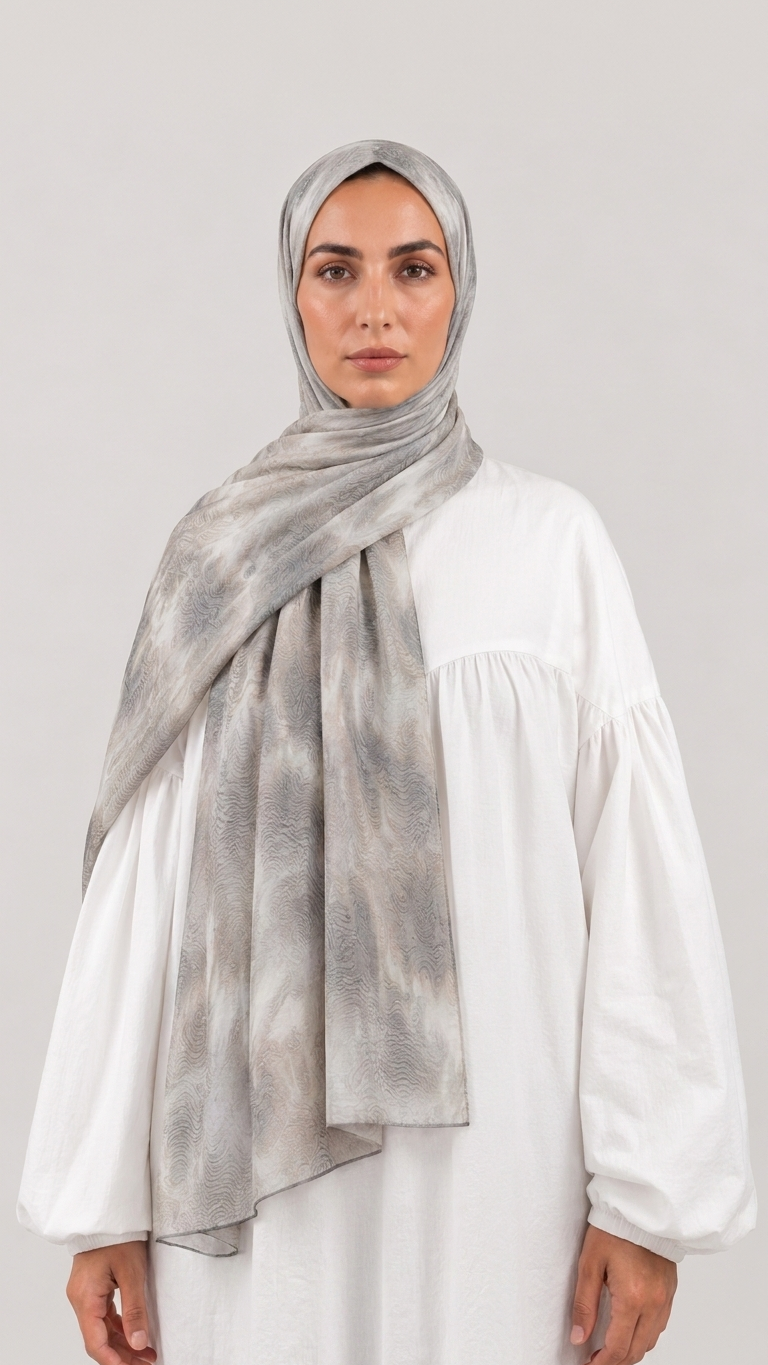 Hijabii Ombre Cotton Hijab S17 Pearl Grey