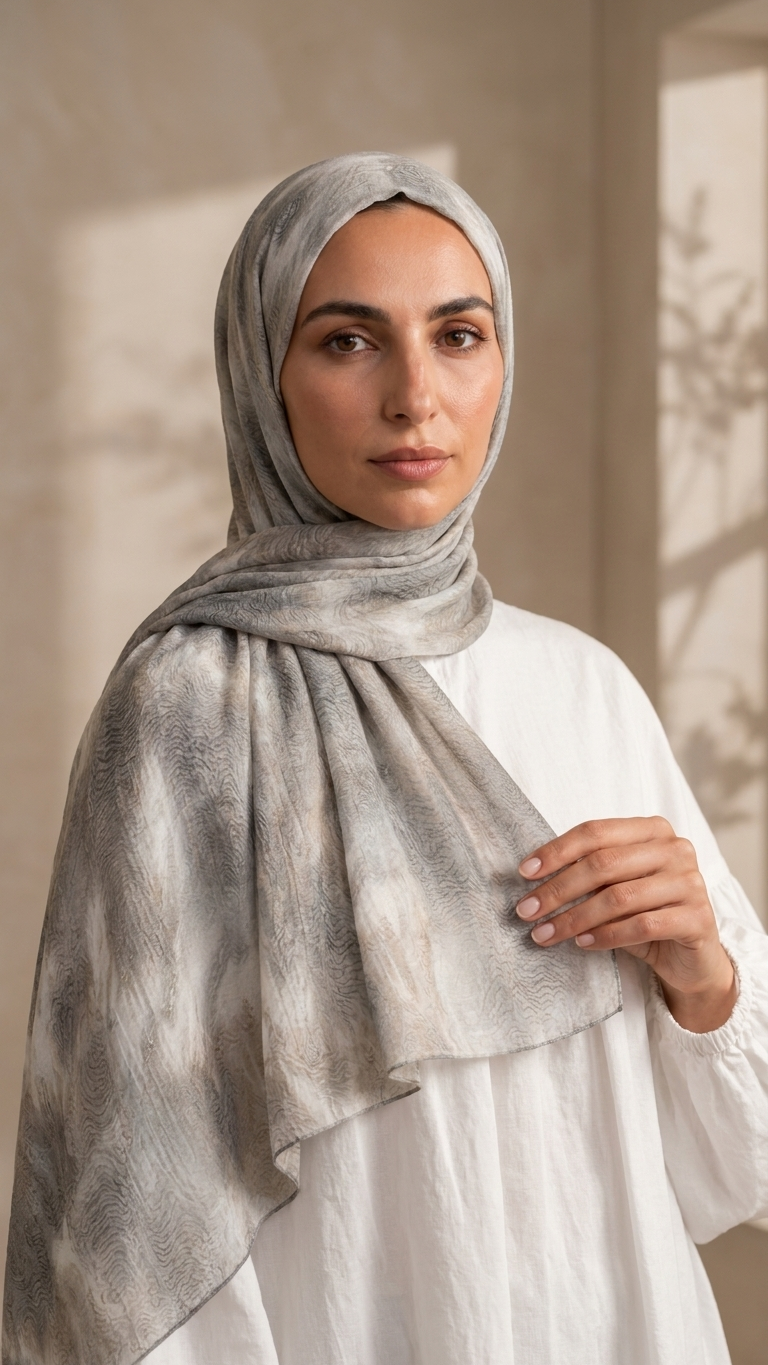 Hijabii Ombre Cotton Hijab S17 Pearl Grey – view 2