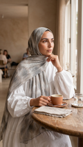Hijabii Ombre Cotton Hijab S17 Pearl Grey – view 4