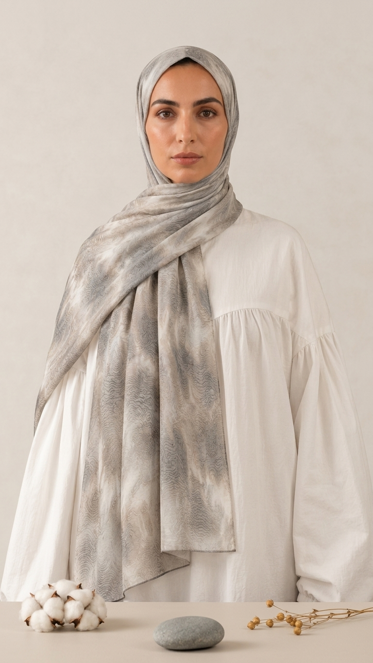 Hijabii Ombre Cotton Hijab S17 Pearl Grey – view 5
