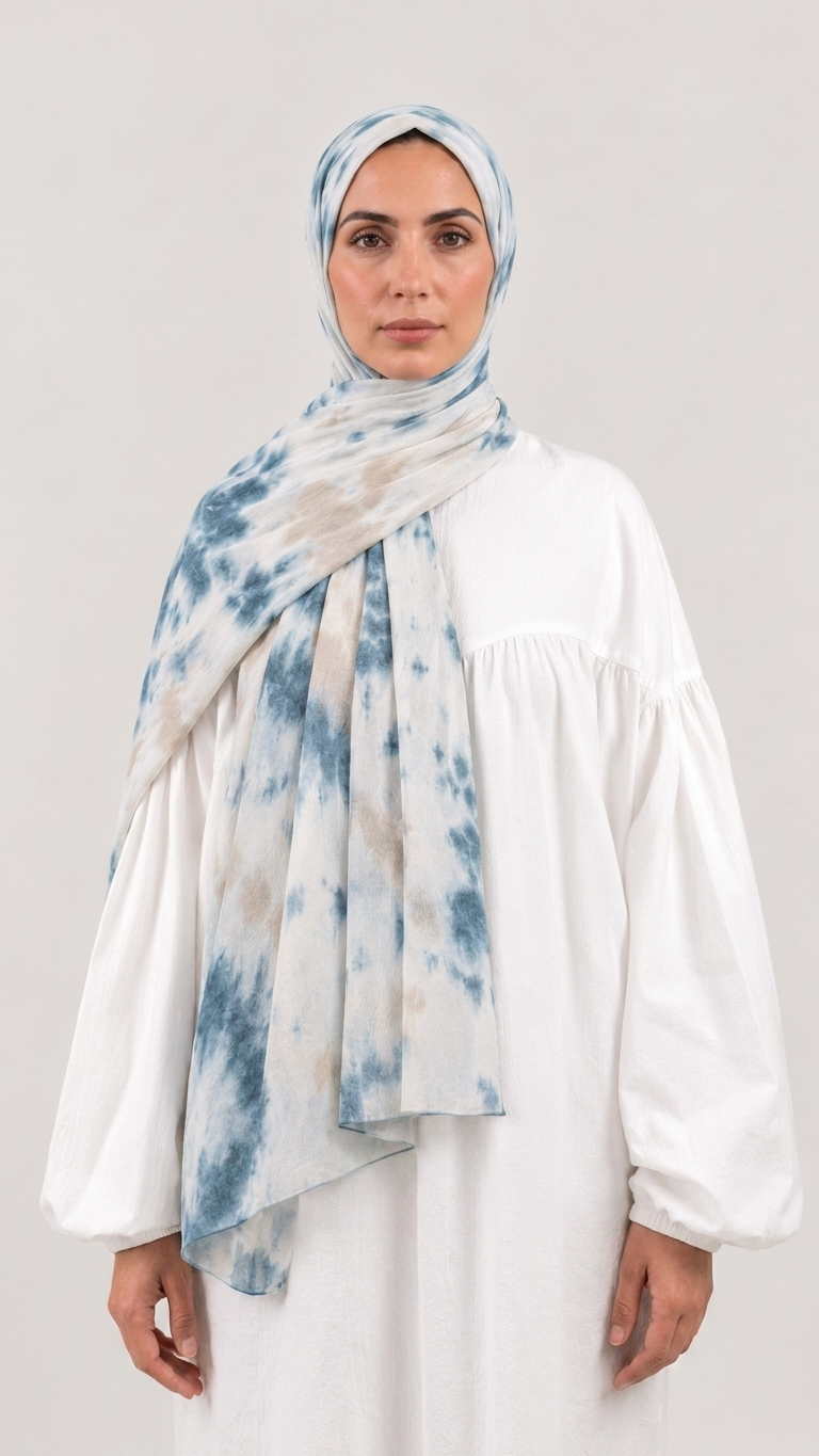Hijabii Ombre Cotton Hijab S18 Ocean Blue – view 2