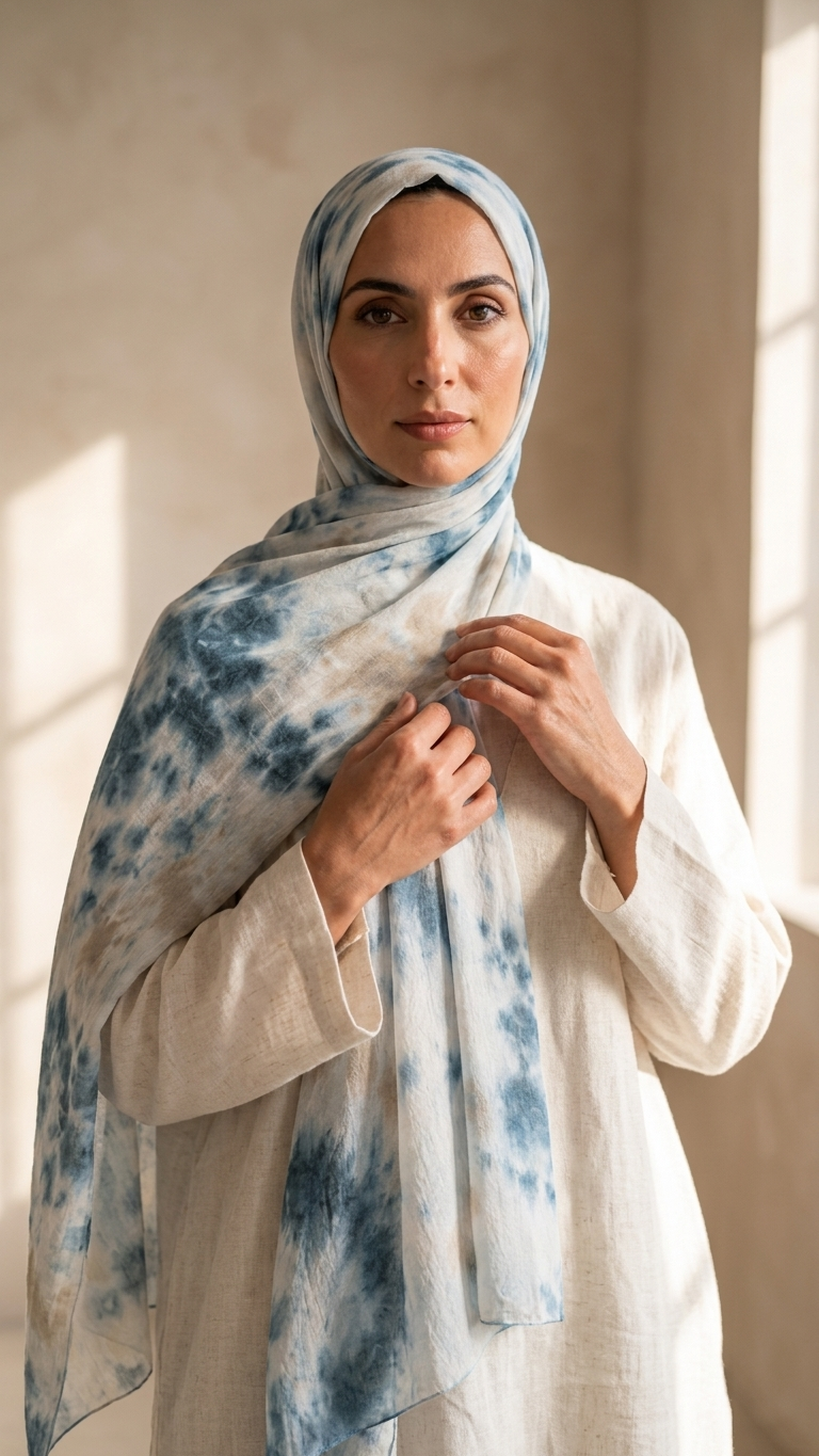 Hijabii Ombre Cotton Hijab S18 Ocean Blue – view 3