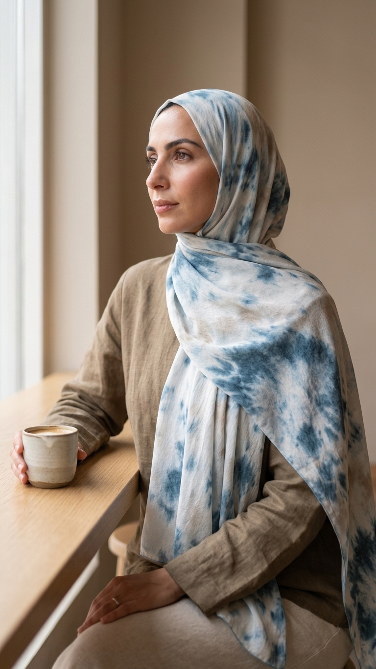 Hijabii Ombre Cotton Hijab S18 Ocean Blue – view 4