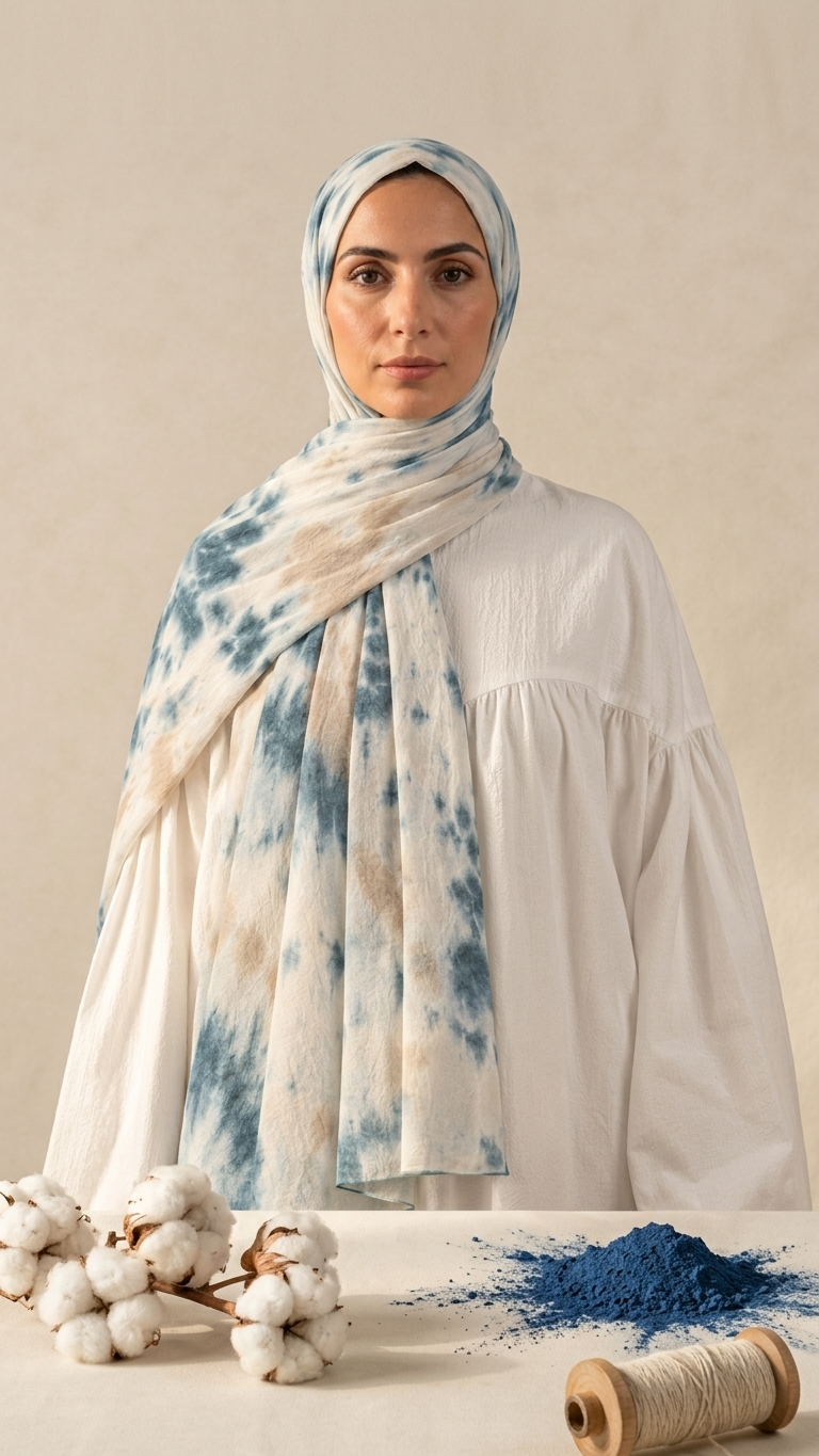 Hijabii Ombre Cotton Hijab S18 Ocean Blue – view 5