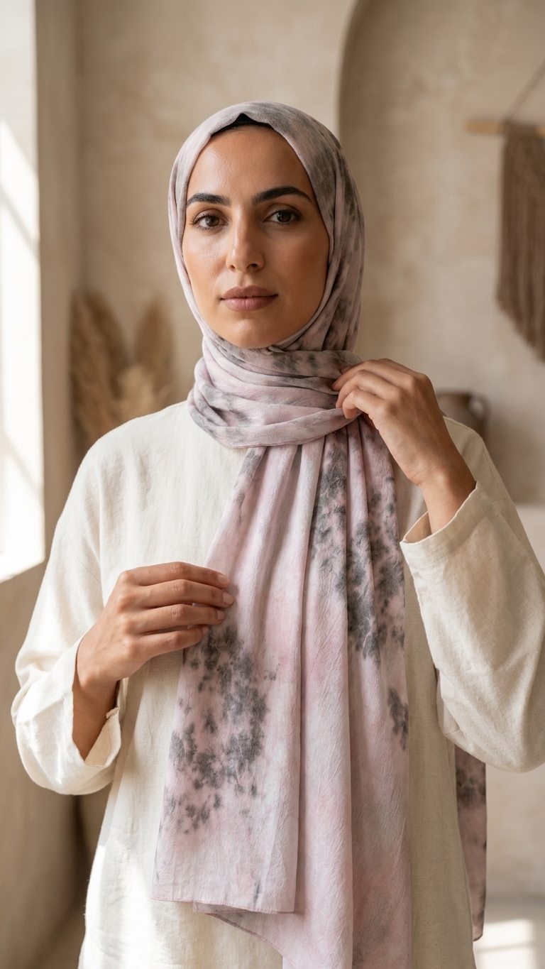 Hijabii Ombre Cotton Hijab S19 Blush Smoke – view 2