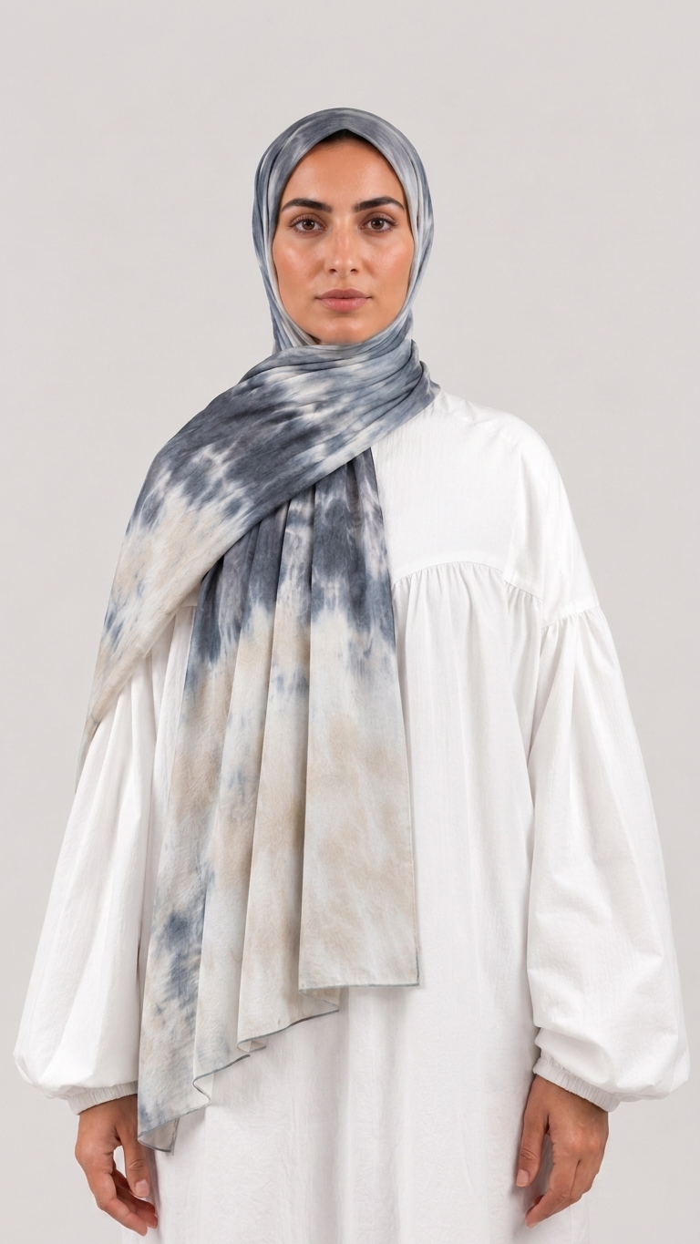 Hijabii Ombre Cotton Hijab S20 Navy Sand – view 2