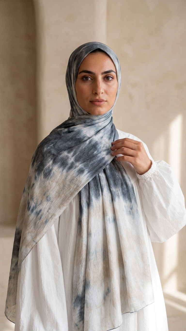 Hijabii Ombre Cotton Hijab S20 Navy Sand – view 3