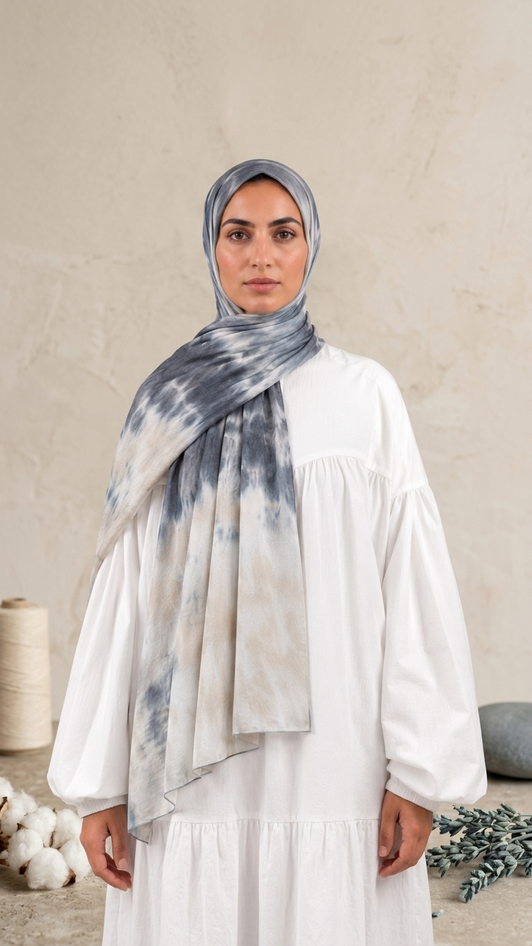 Hijabii Ombre Cotton Hijab S20 Navy Sand – view 5