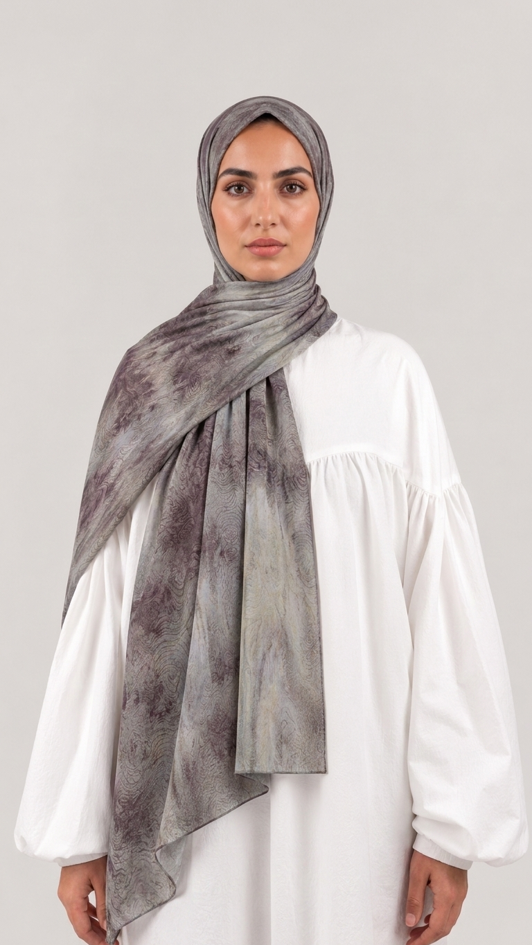 Hijabii Ombre Cotton Hijab S21 Plum Charcoal – view 2