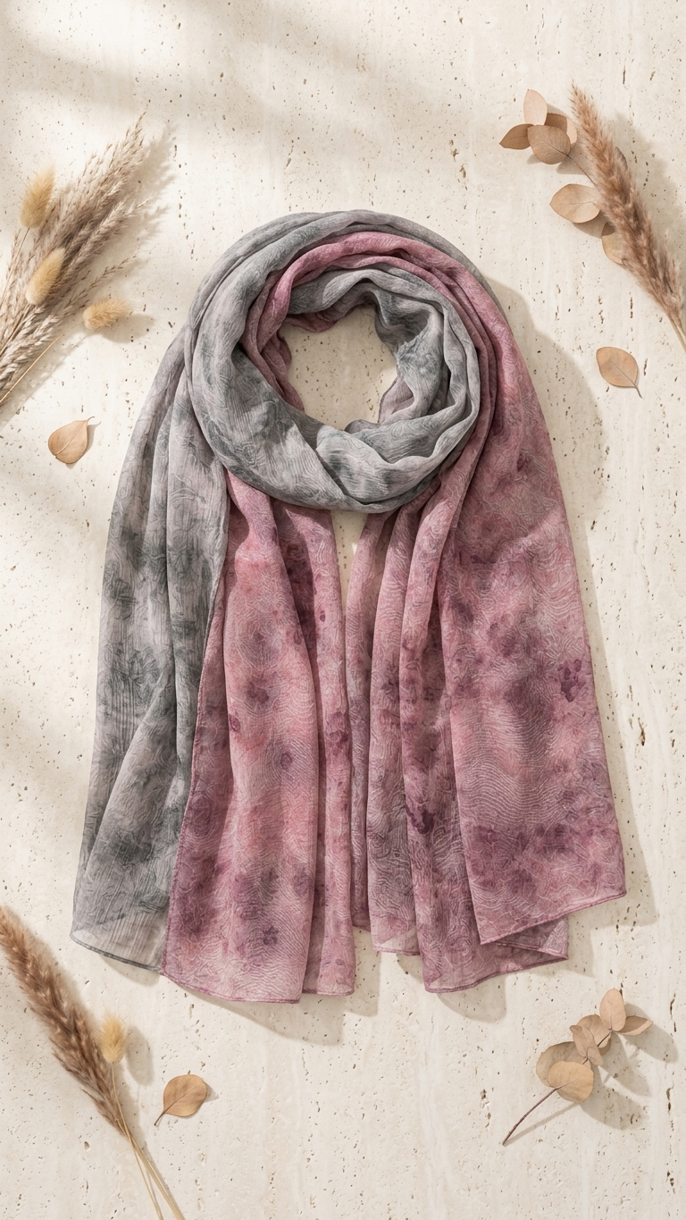 Hijabii Ombre Cotton Hijab S3 Mauve Charcoal