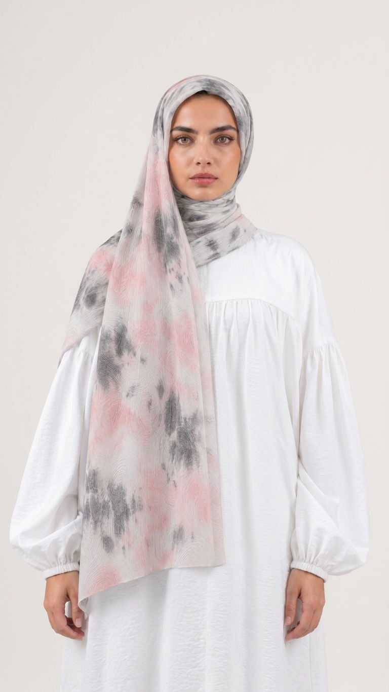 Hijabii Ombre Cotton Hijab S6 Blush Charcoal – view 2