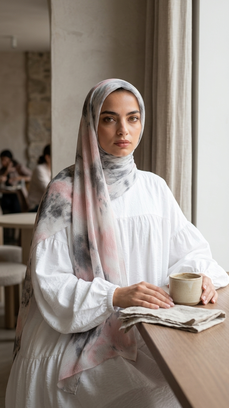 Hijabii Ombre Cotton Hijab S6 Blush Charcoal – view 3