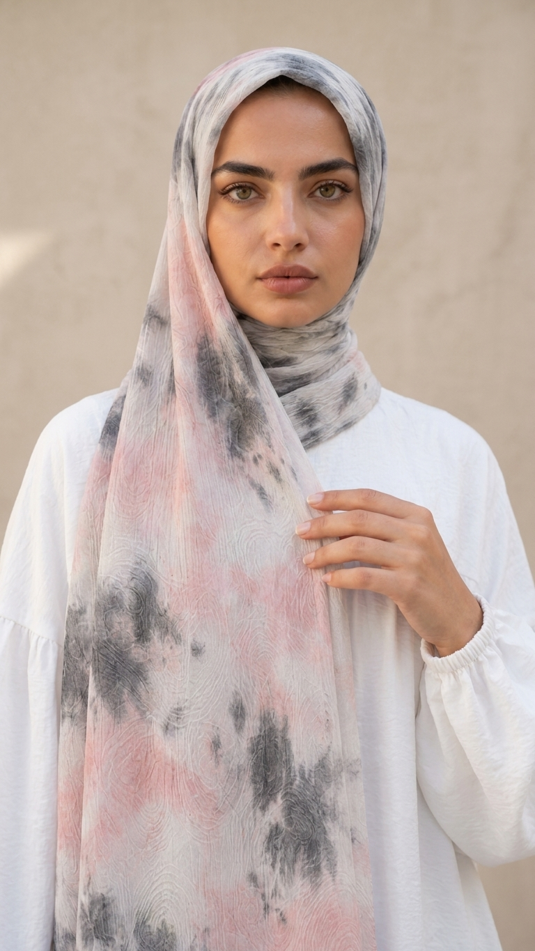 Hijabii Ombre Cotton Hijab S6 Blush Charcoal – view 4