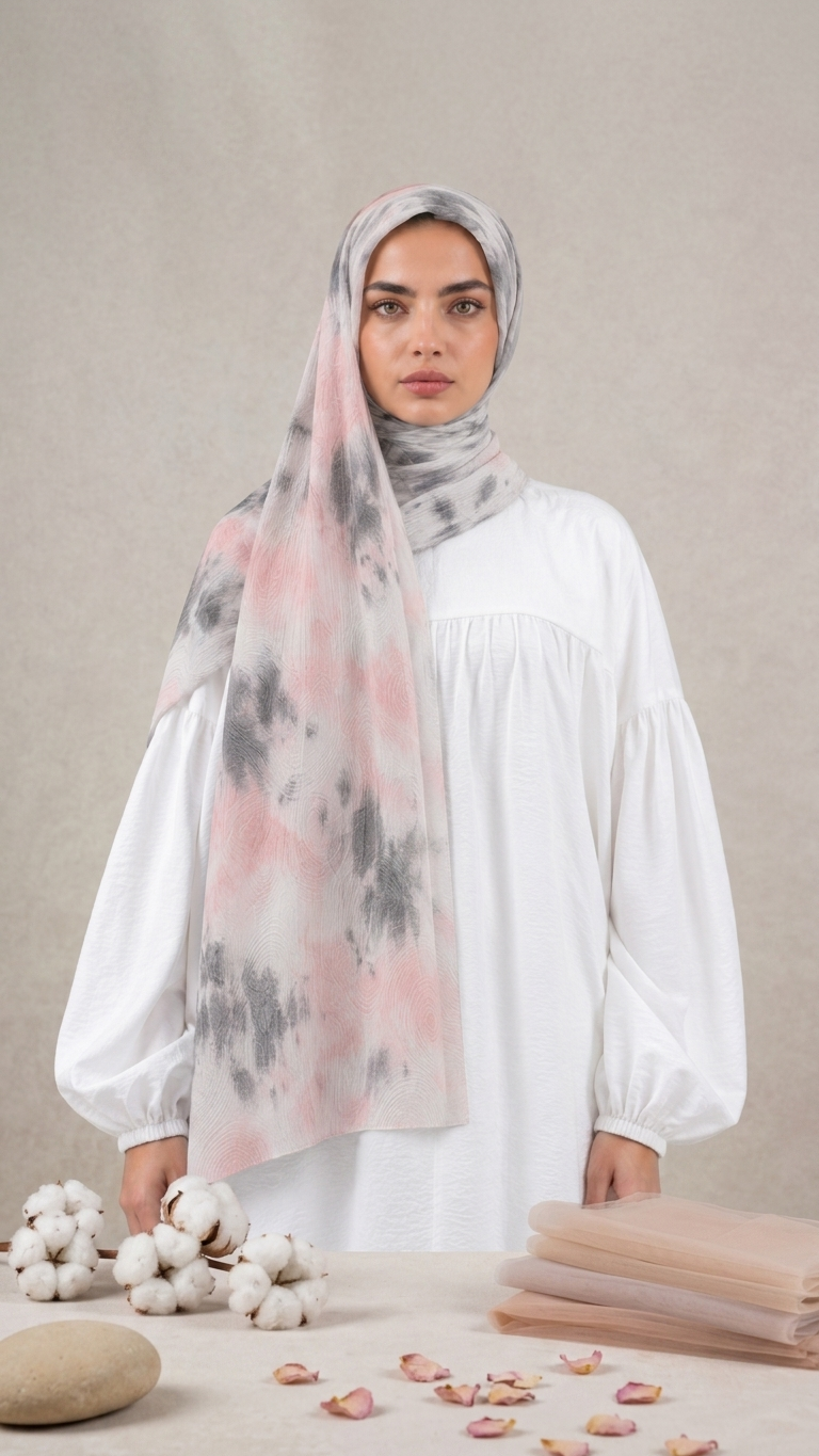 Hijabii Ombre Cotton Hijab S6 Blush Charcoal – view 5