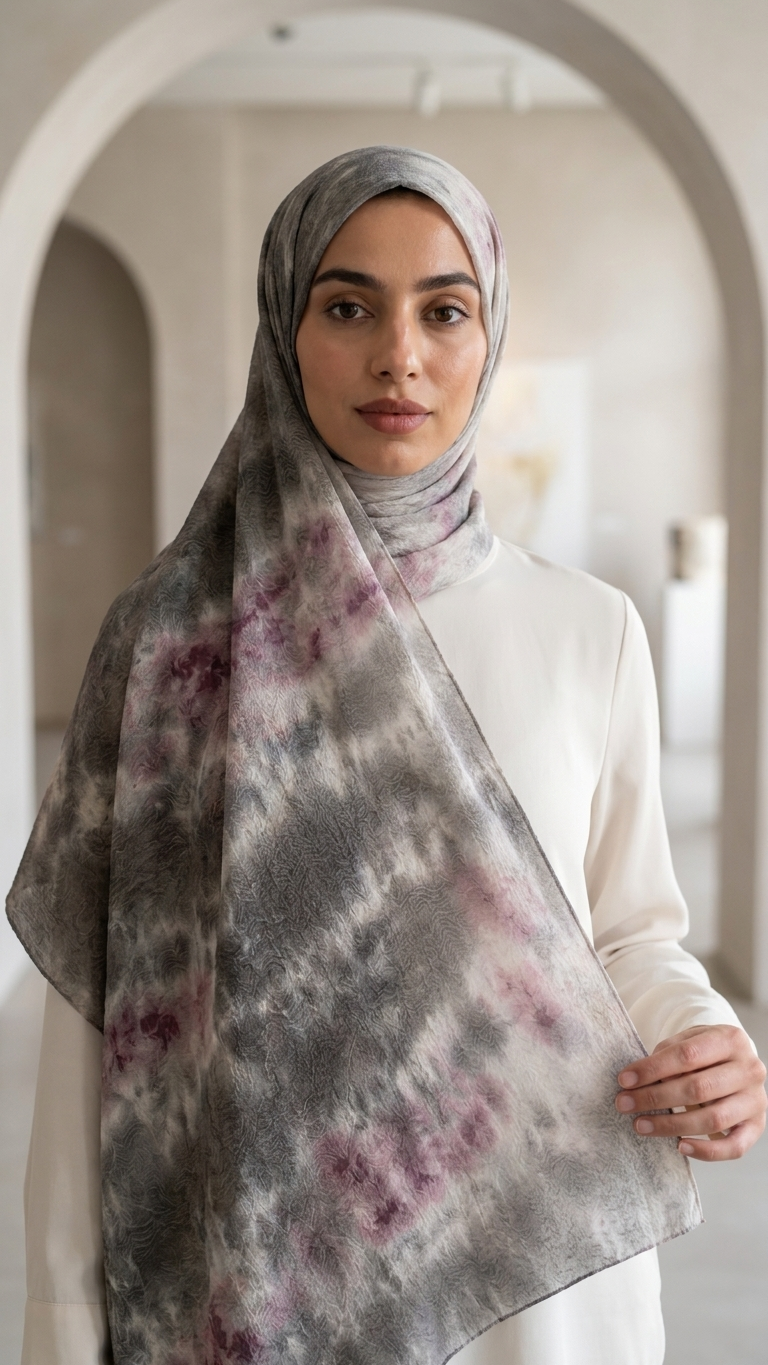 Hijabii Ombre Cotton Hijab S8 Plum Smoke – view 3