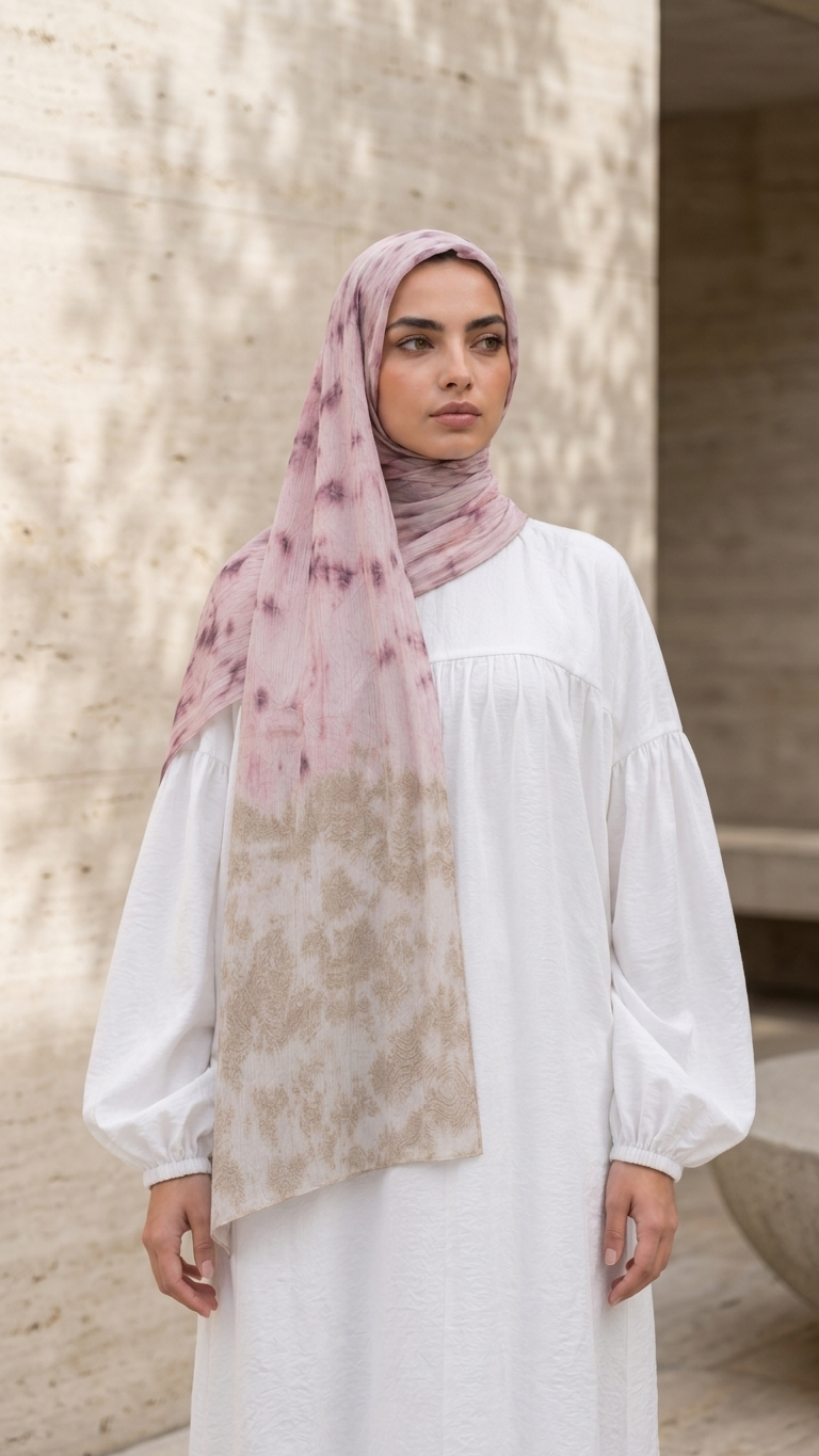 Hijabii Ombre Cotton Hijab S9 Blush Sand – view 3