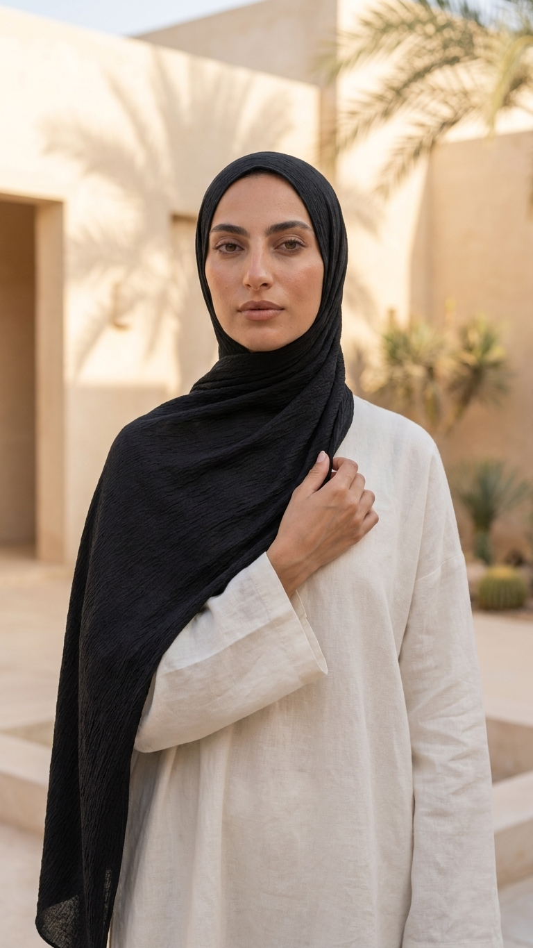Hijabii Modal Crinkle Hijab – Black