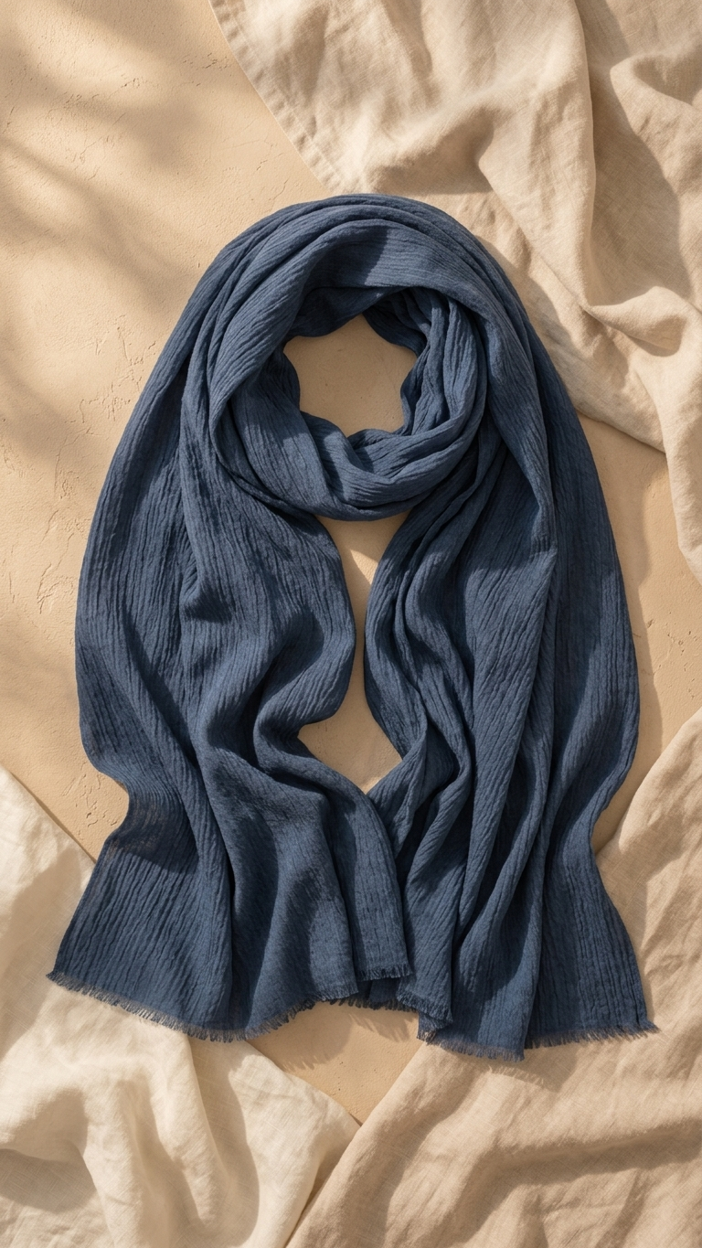Hijabii Modal Crinkle Hijab – Dark Denim – view 3