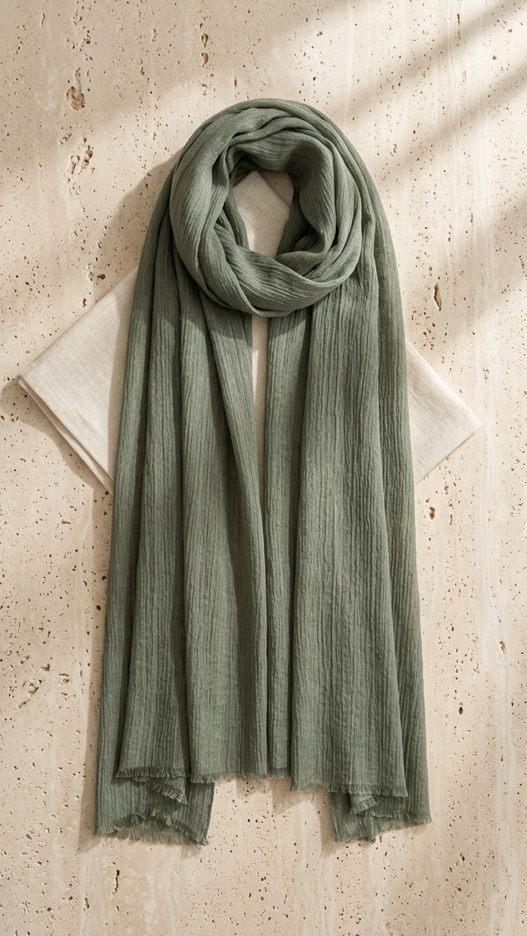 Hijabii Modal Crinkle Hijab – Green