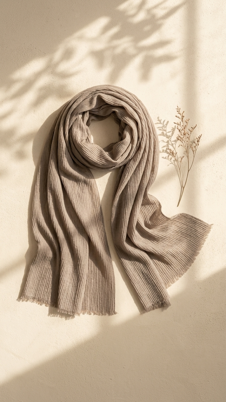 Hijabii Modal Crinkle Hijab – Stone – view 2