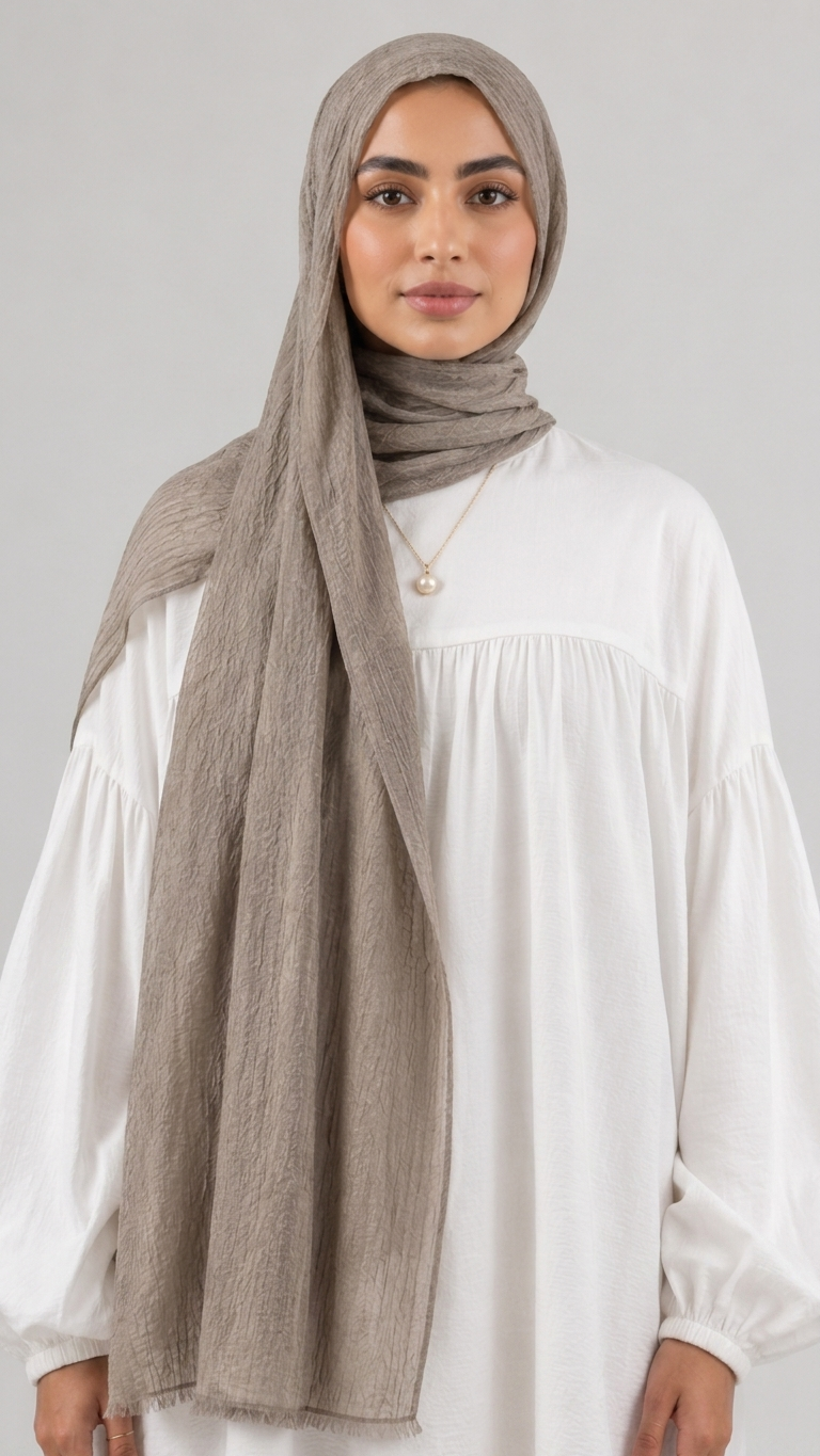 Hijabii Modal Crinkle Hijab – Stone – view 5