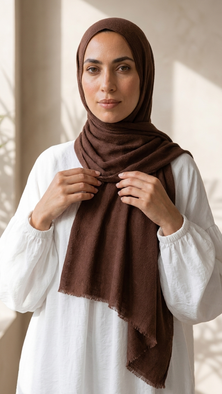 Modal Sponge Hijab in Cherry Wood - view 2