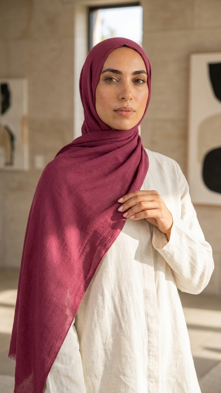 Modal Sponge Hijab in Cherry Red - view 2