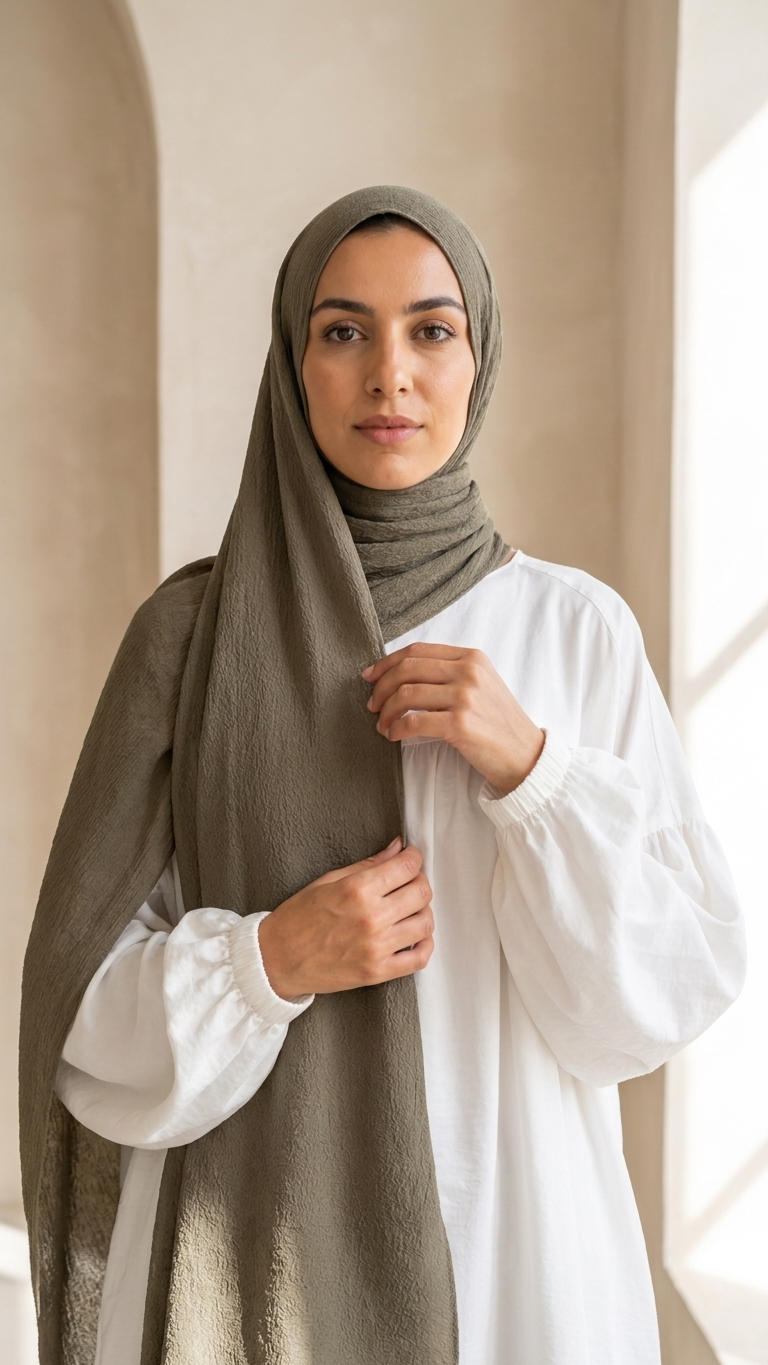 Modal Sponge Hijab in Dark Olive - view 2