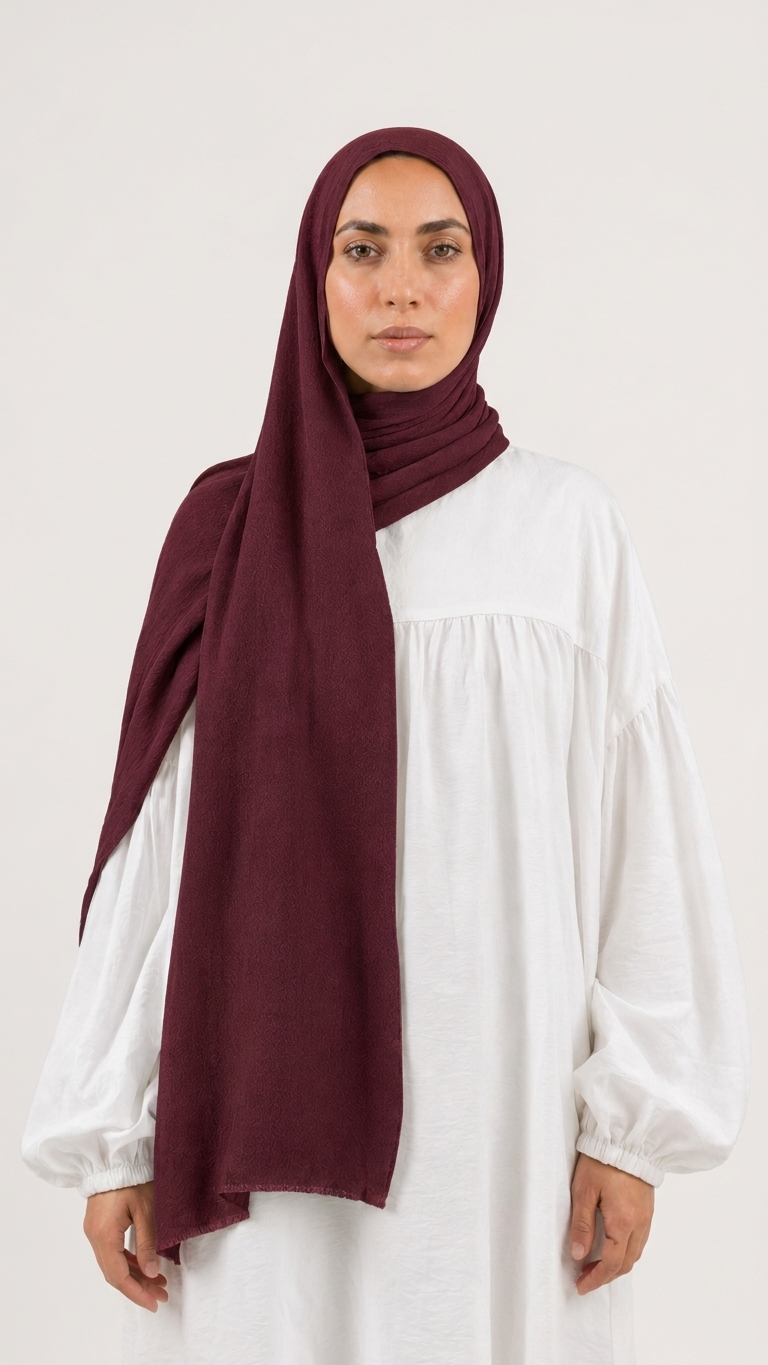 Modal Sponge Hijab in Deep Burgundy - view 1