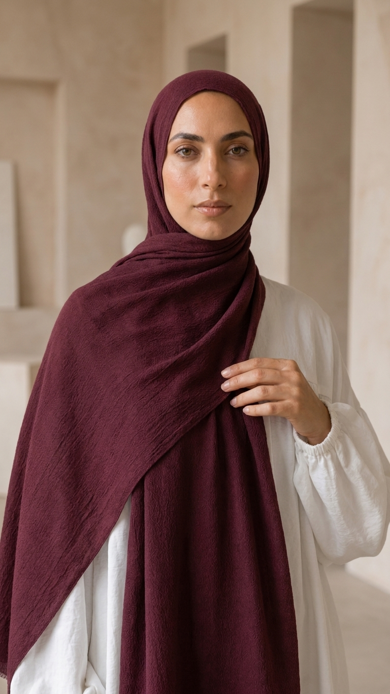 Modal Sponge Hijab in Deep Burgundy - view 2